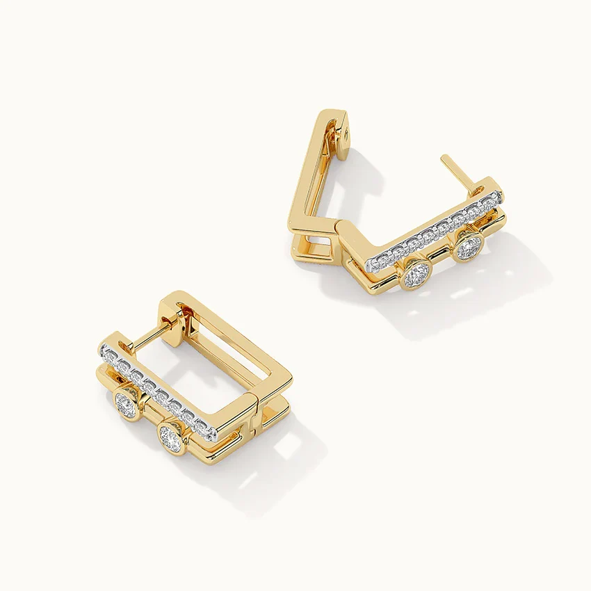 Duo Rectangle Diamond Hoops - Image 5