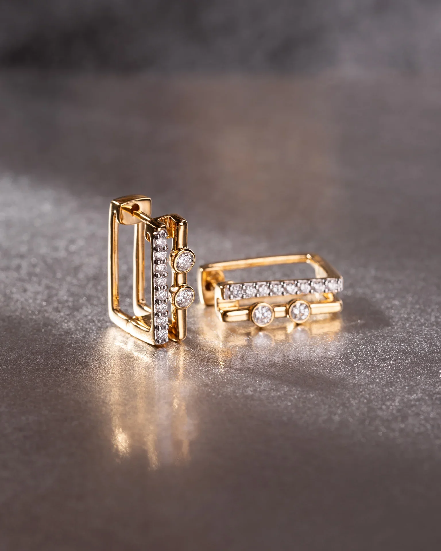 Duo Rectangle Diamond Hoops - Image 6