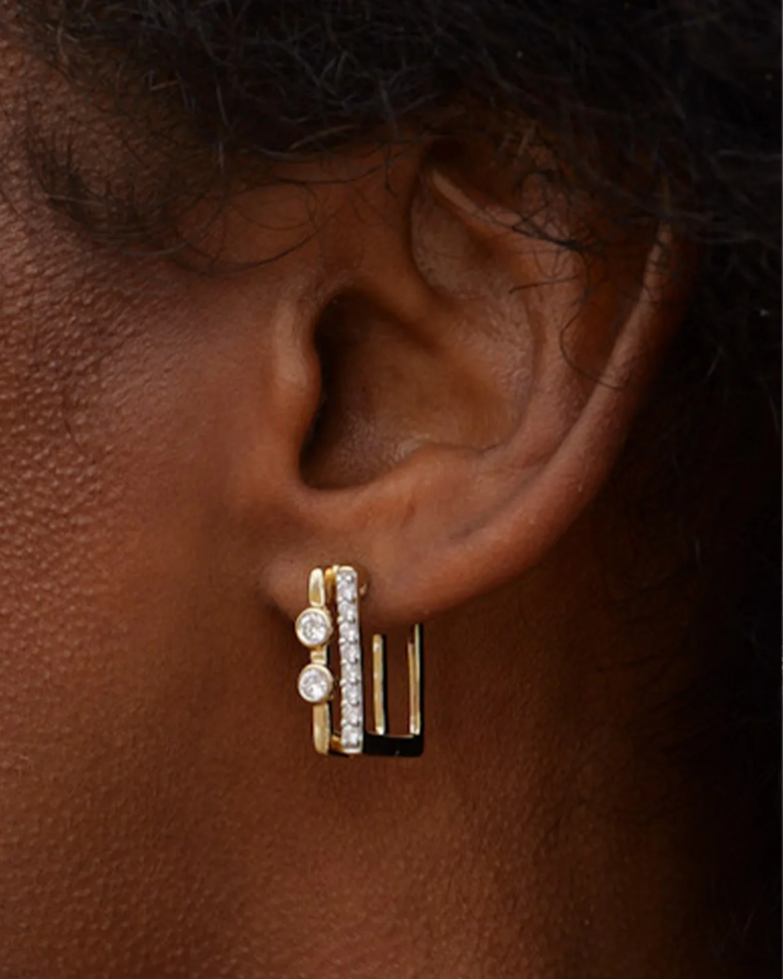 Duo Rectangle Diamond Hoops - Image 7