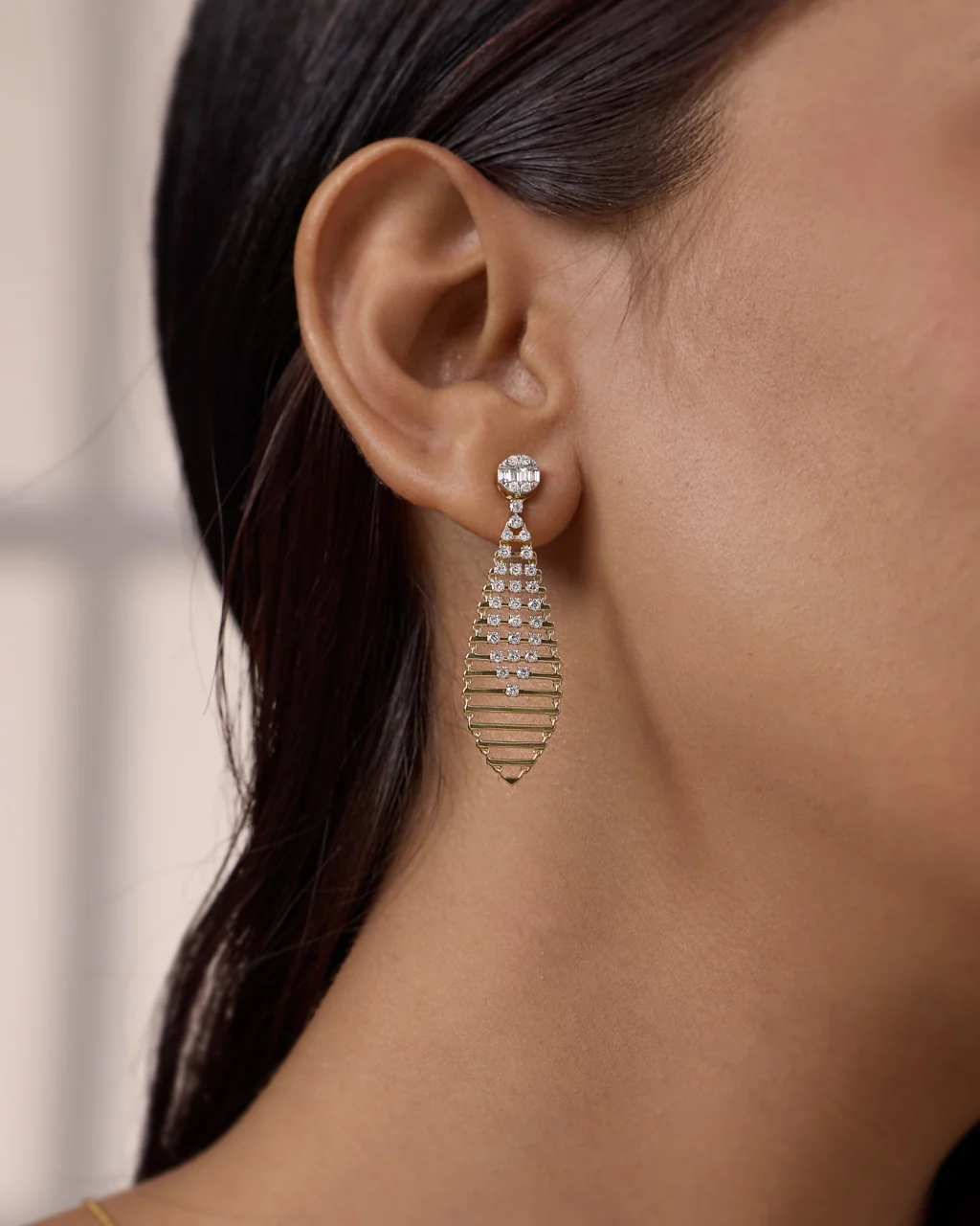 Elegant Dangle Diamond Earrings - Image 2