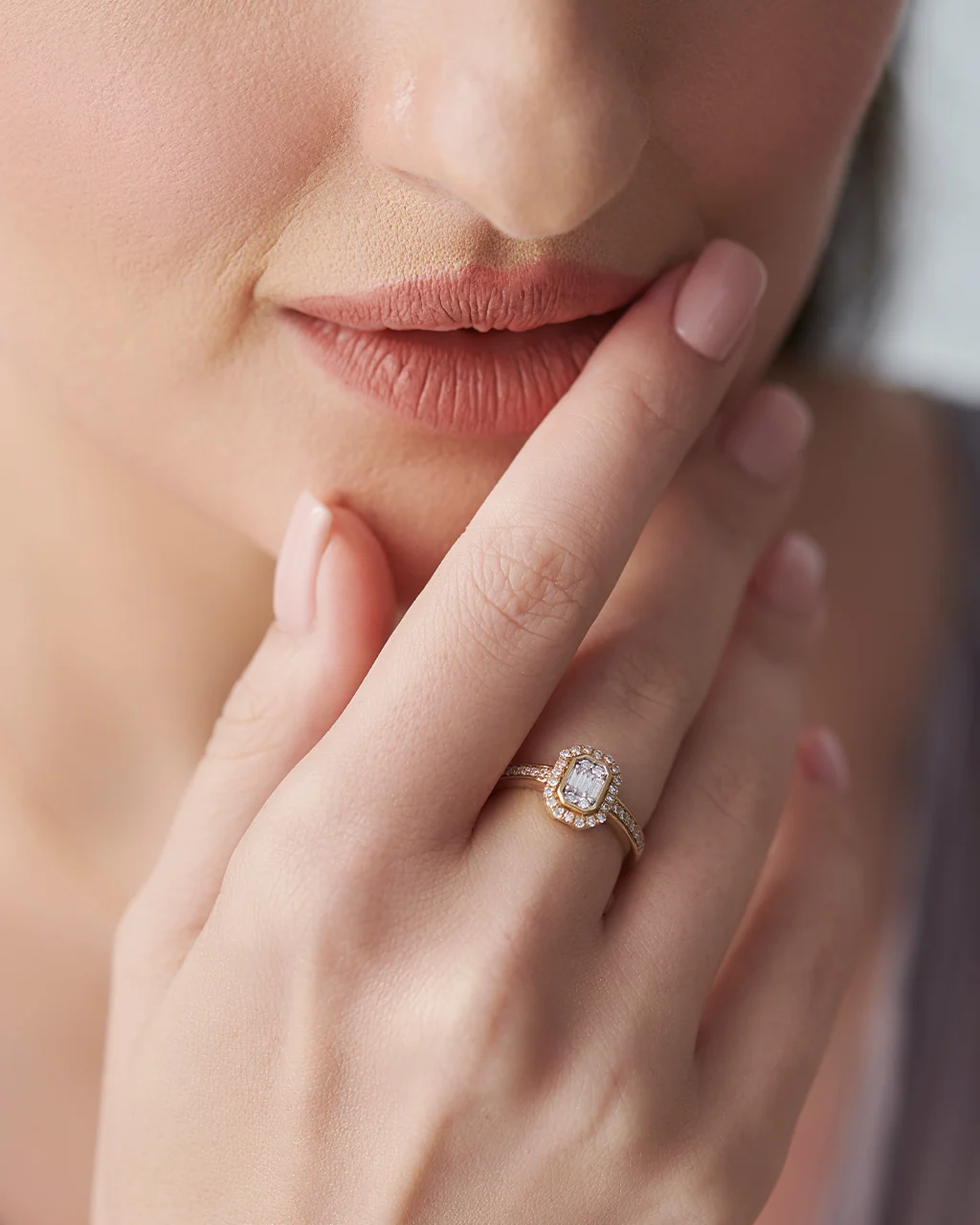 Emerald Halo Diamond Ring - Image 6