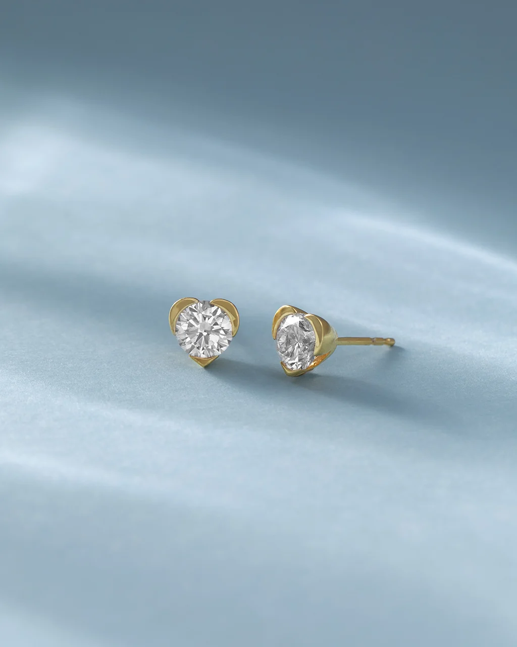 Fine Heart Solitaire Stud Earrings - Image 5