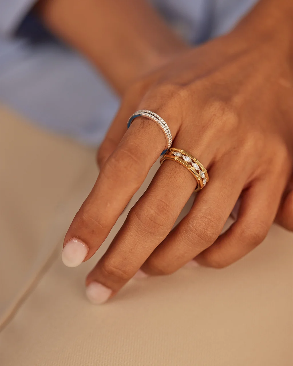 Five Rows Stackable Diamond Band - Image 2