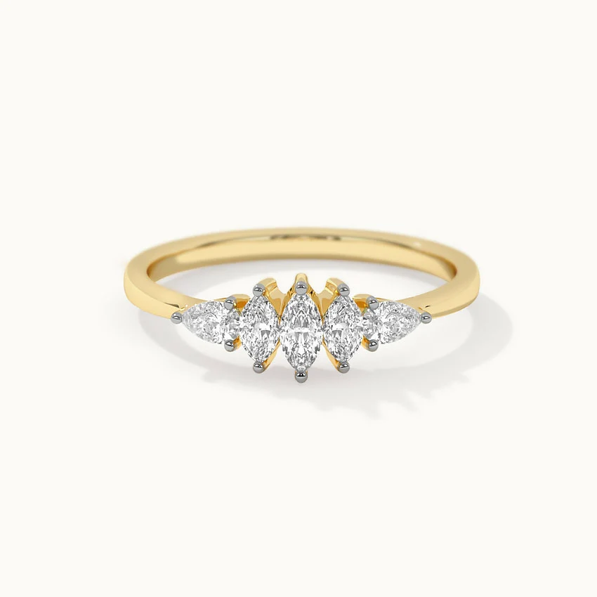 Five Stone Marquise & Pear Diamond Ring - Image 3
