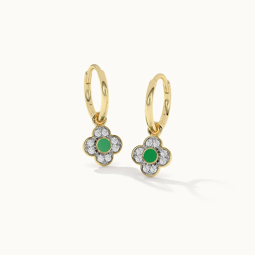 Floral Charm Small Hoops - Image 3