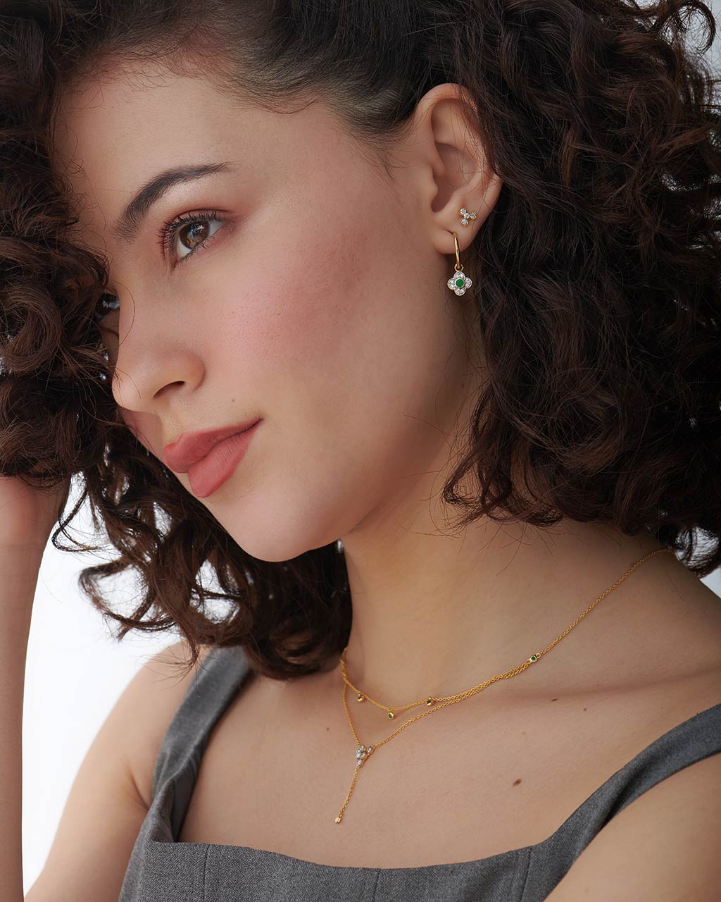 Floral Charm Small Hoops - Image 4