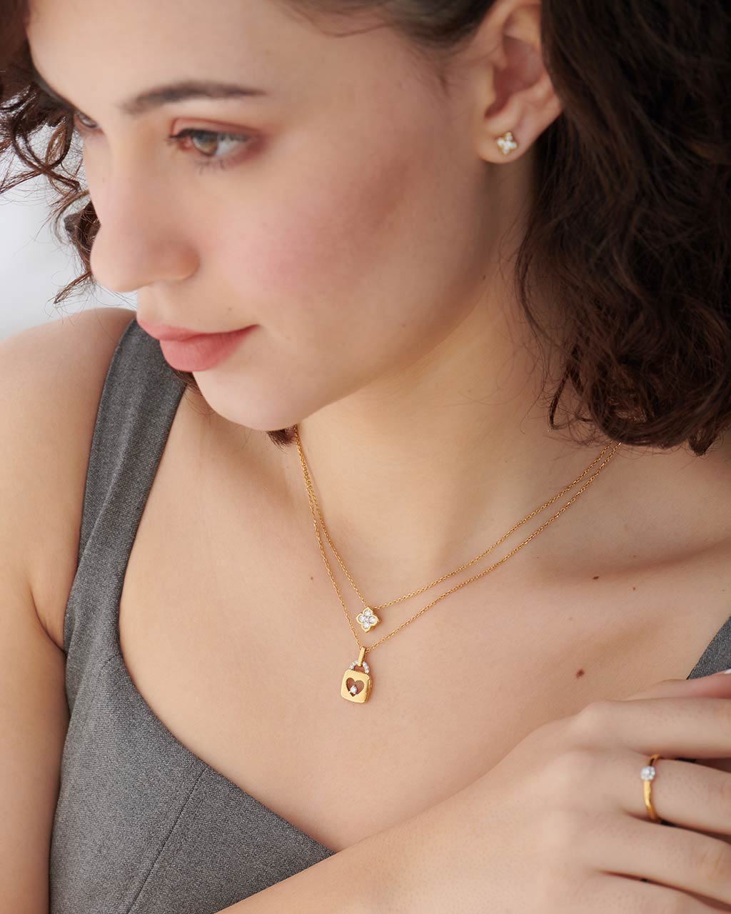 Floral Cluster Diamond Necklace - Image 2