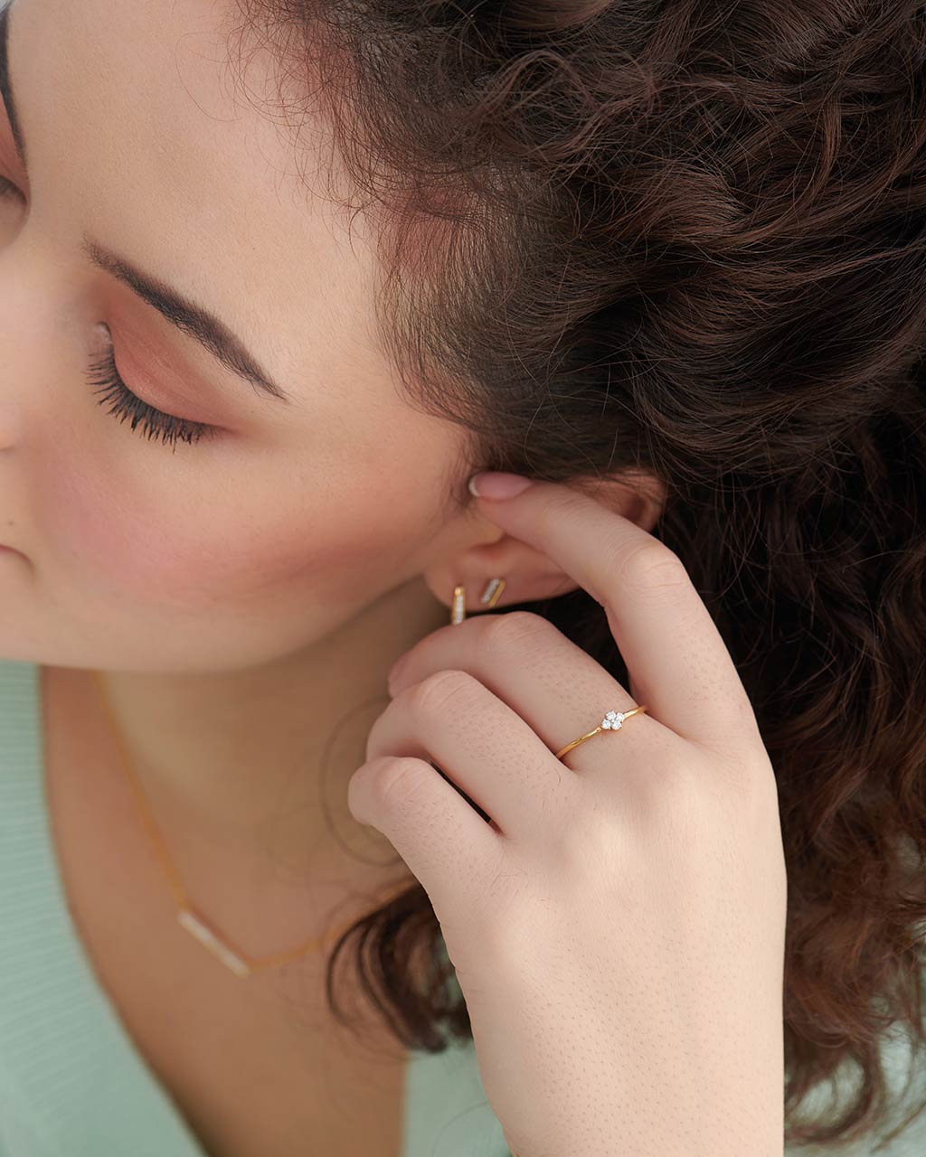 Floral Diamond Stackable Ring - Image 2