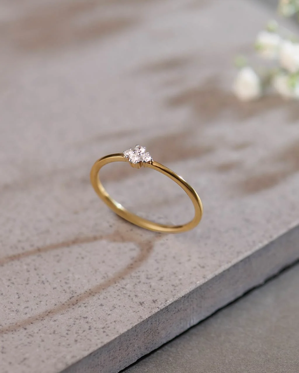 Floral Diamond Stackable Ring - Image 5