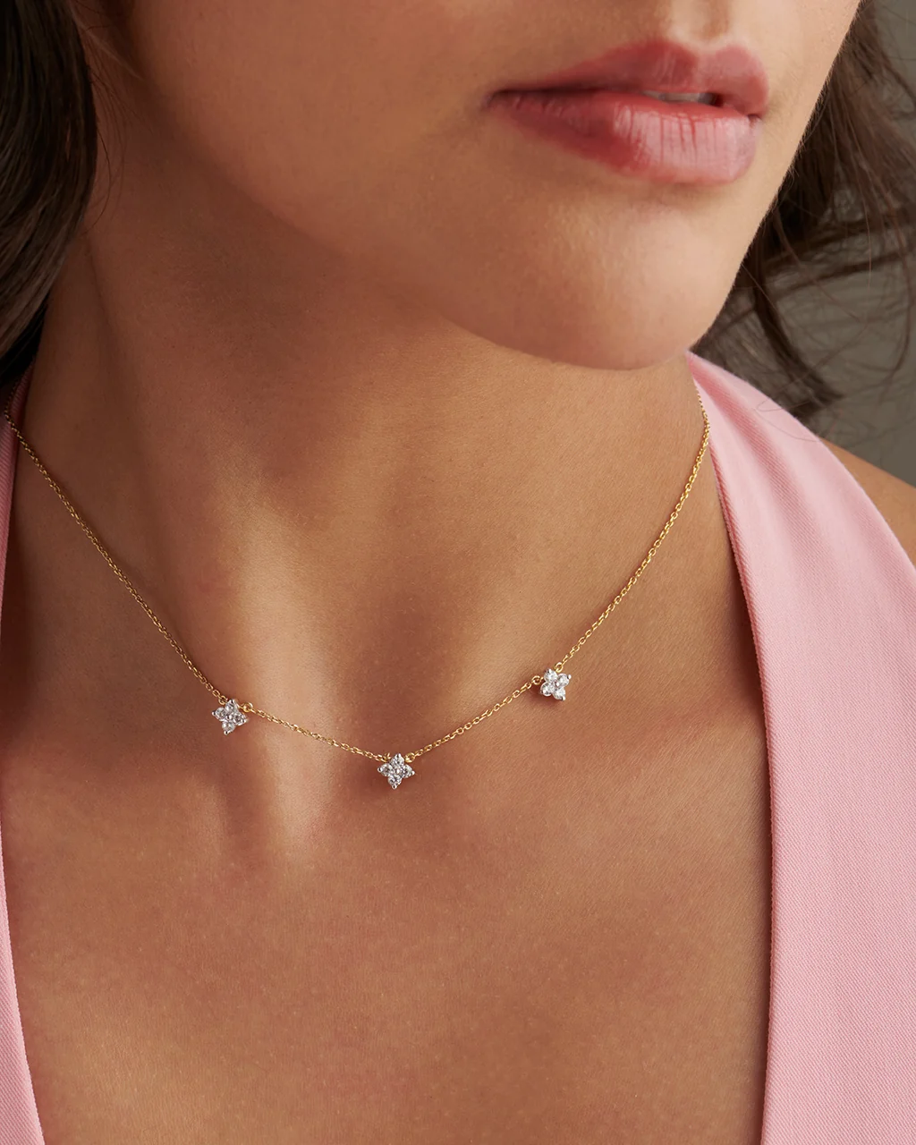 Floral Diamond Station Necklace - Image 2