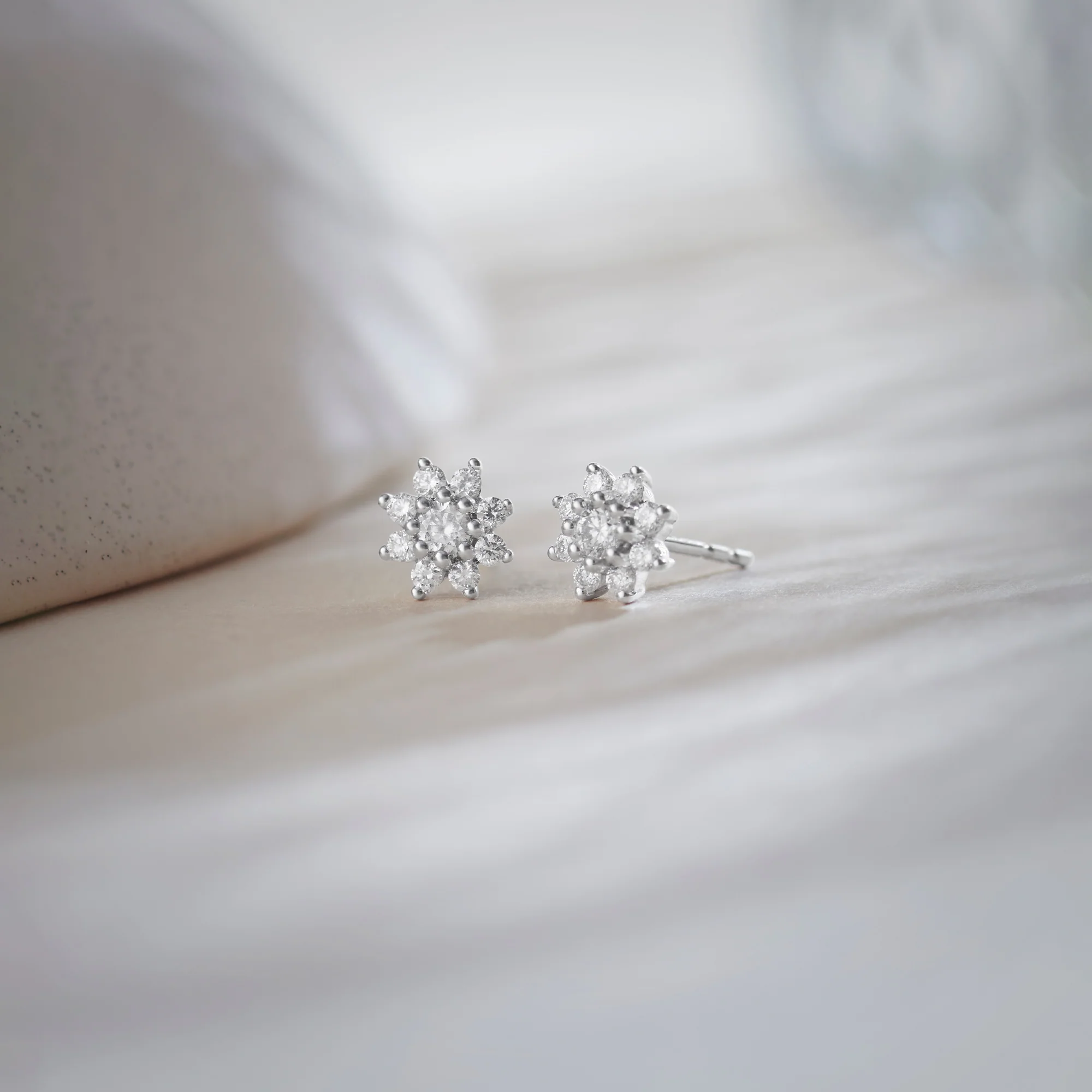Floral Small Round Diamond Earrings