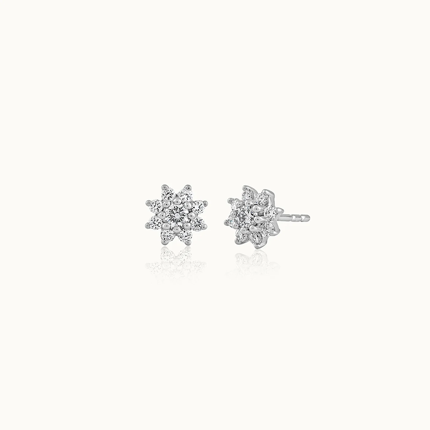 Floral Small Round Diamond Earrings - Image 3