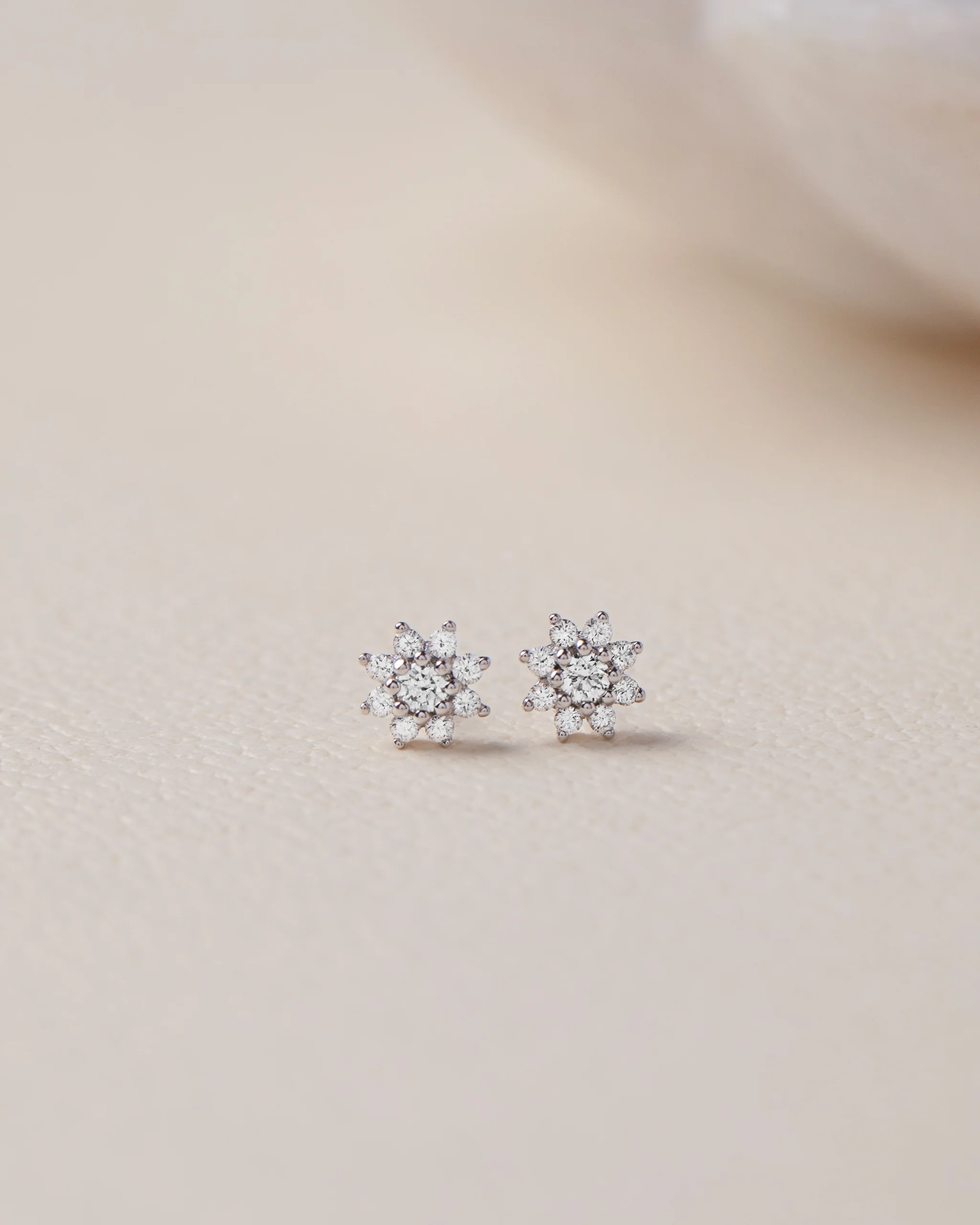 Floral Small Round Diamond Earrings - Image 4