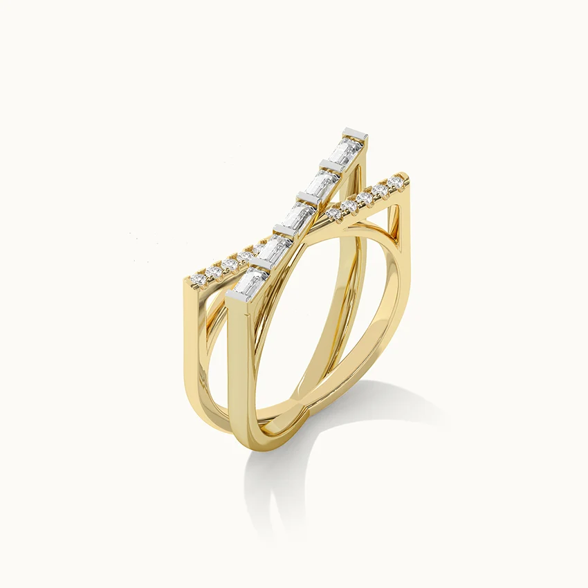 Geometric Criss Cross Diamond Band - Image 3
