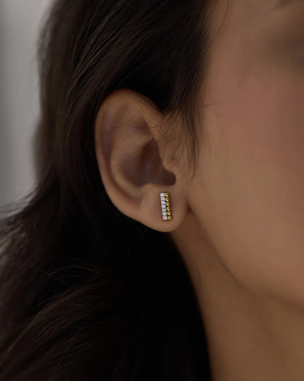 Gleaming Bar Diamond Earrings - Image 2