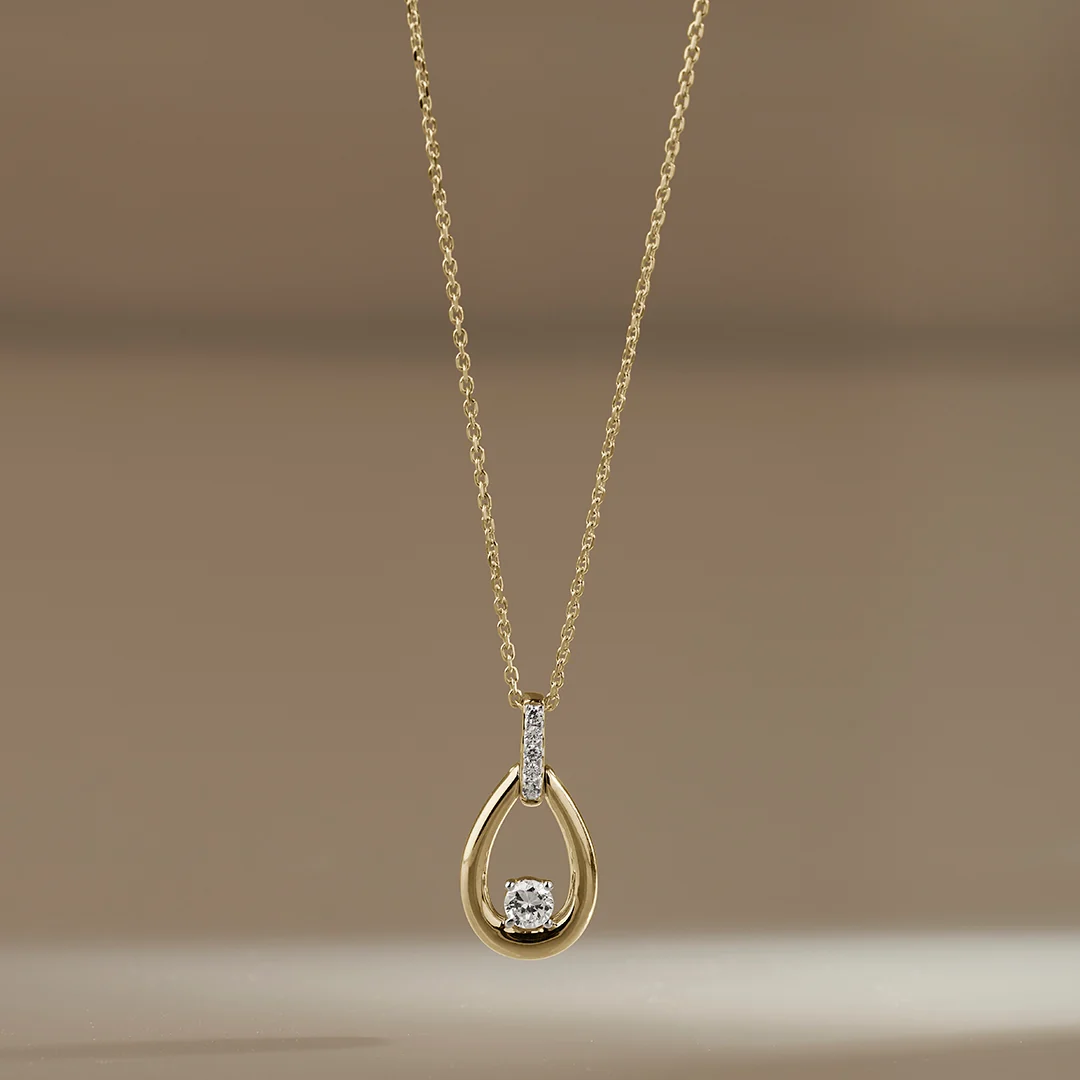 Golden Drop Diamond Necklace