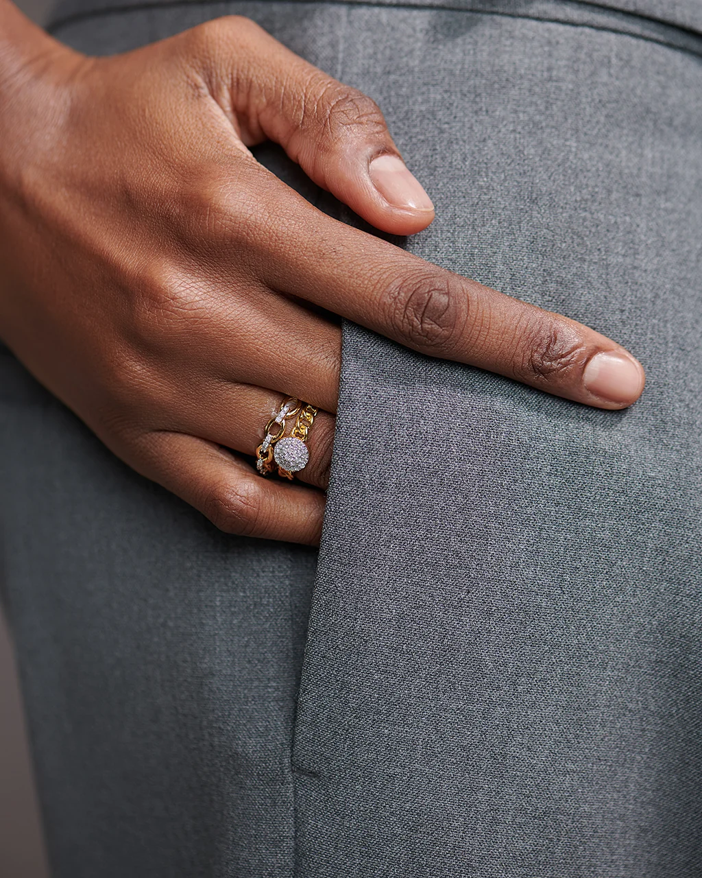 Halo Cluster Chain Link Diamond Ring - Image 2