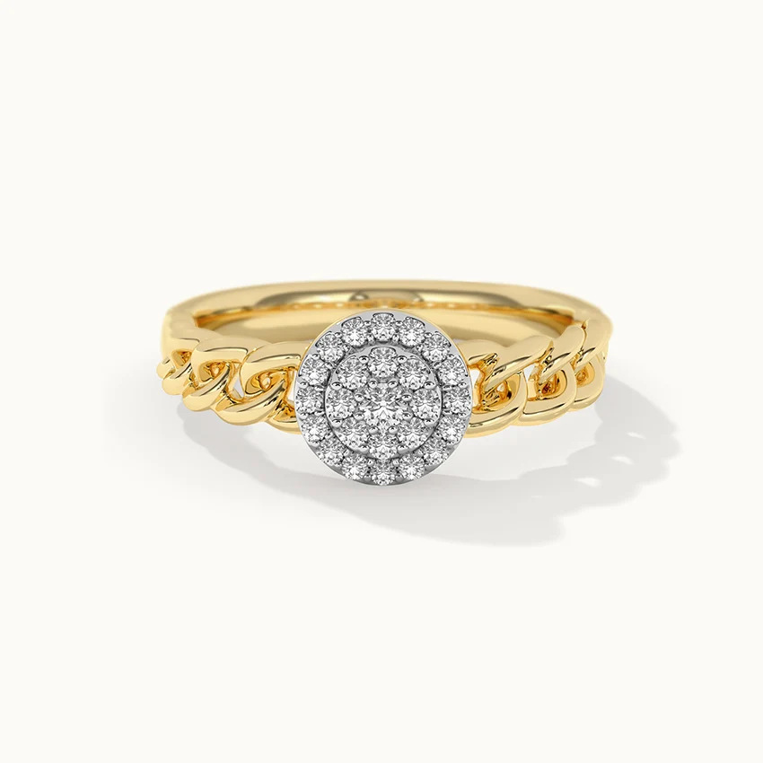 Halo Cluster Chain Link Diamond Ring - Image 3