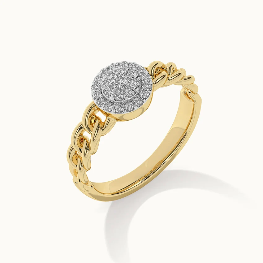 Halo Cluster Chain Link Diamond Ring - Image 5