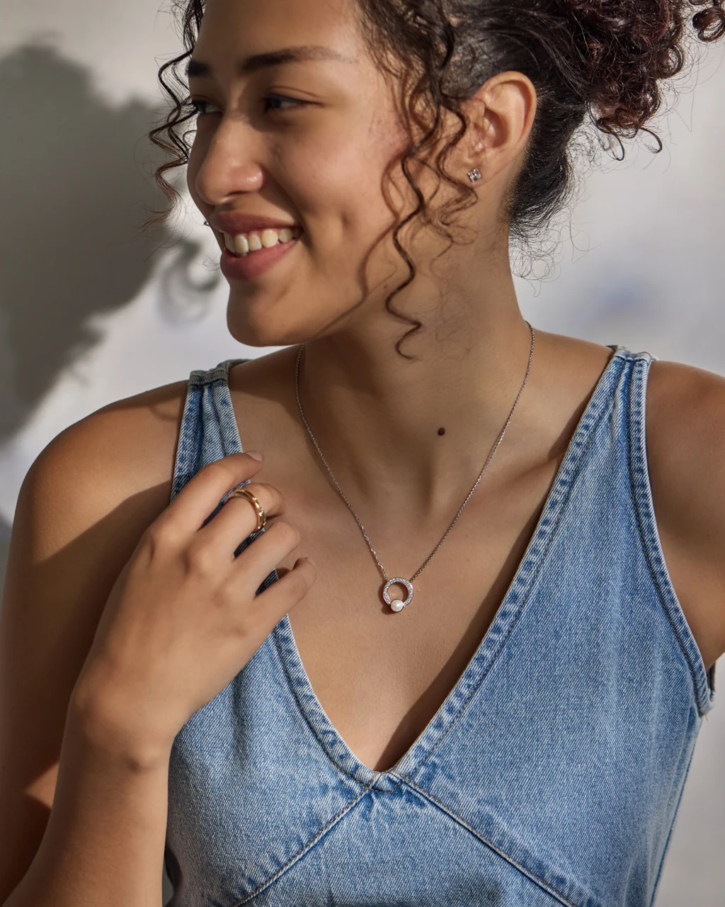 Halo Pearl Diamond Necklace - Image 4