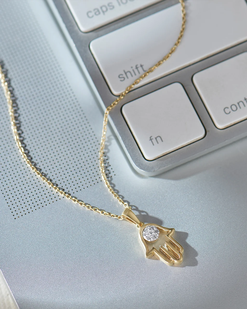Hamsa Hand Diamond Necklace - Image 5