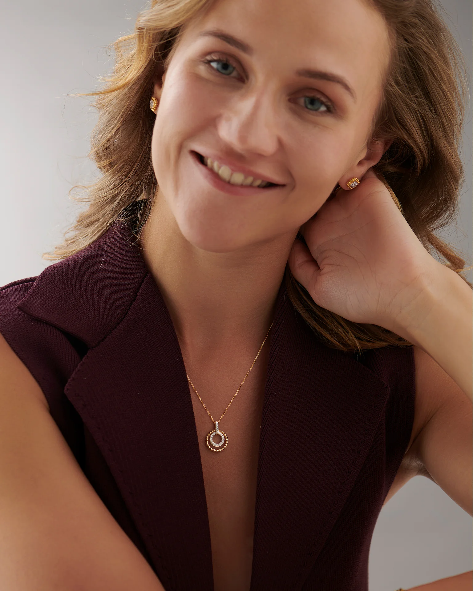 Harmony Diamond Halo Necklace - Image 2