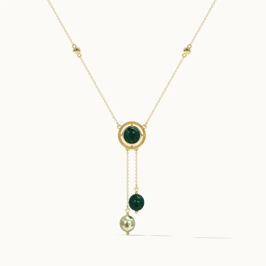 Harmony Pearl Malachite Necklace - Image 3