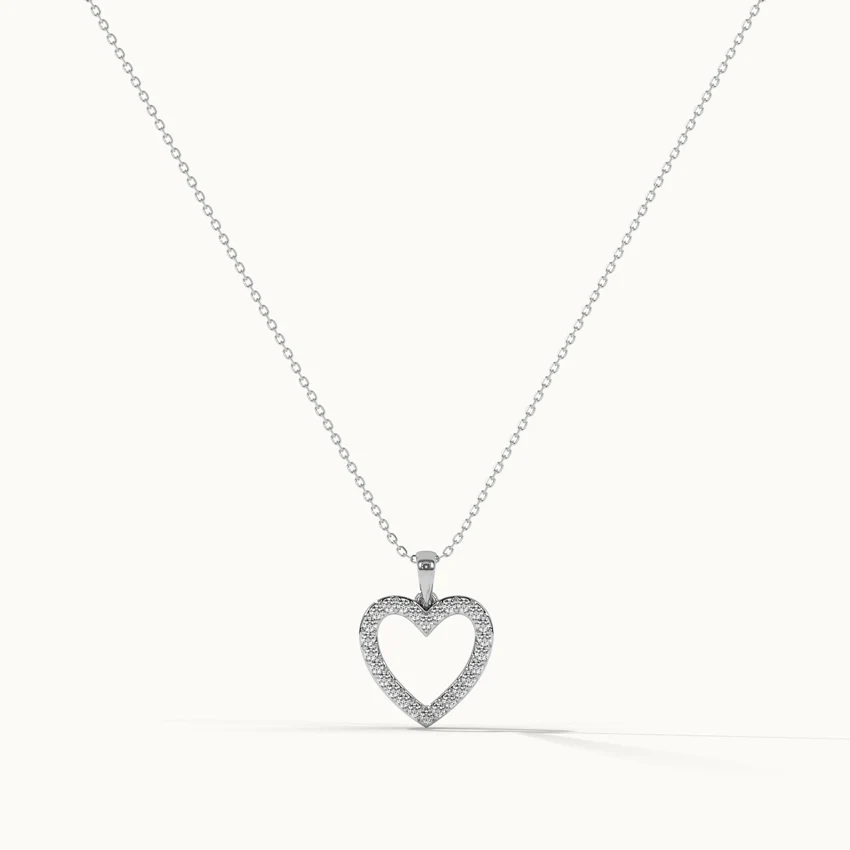 Hollow Heart Diamond Necklace - Image 3