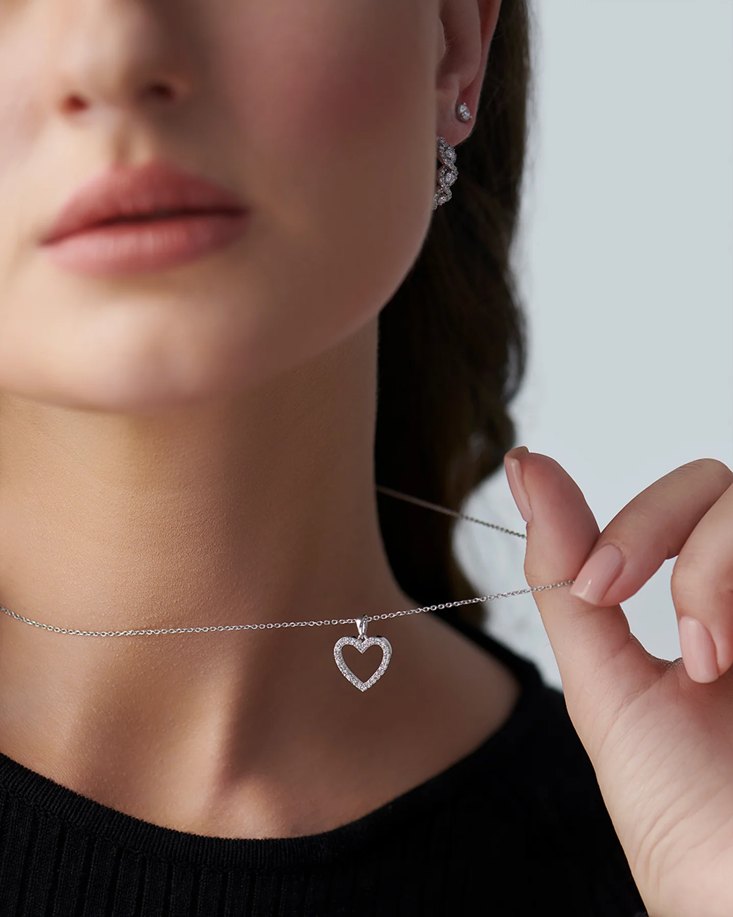 Hollow Heart Diamond Necklace - Image 4