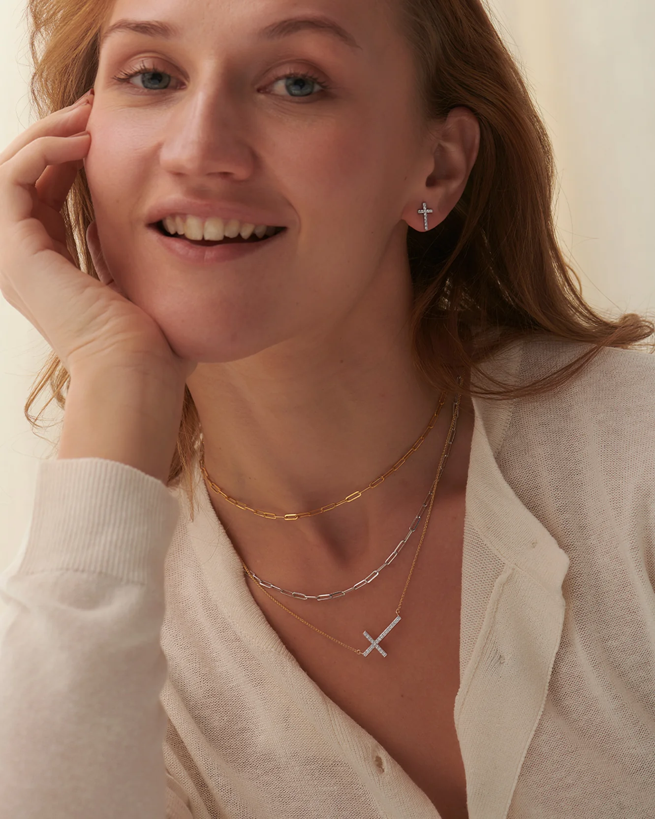Horizontal Cross Diamond Necklace - Image 2