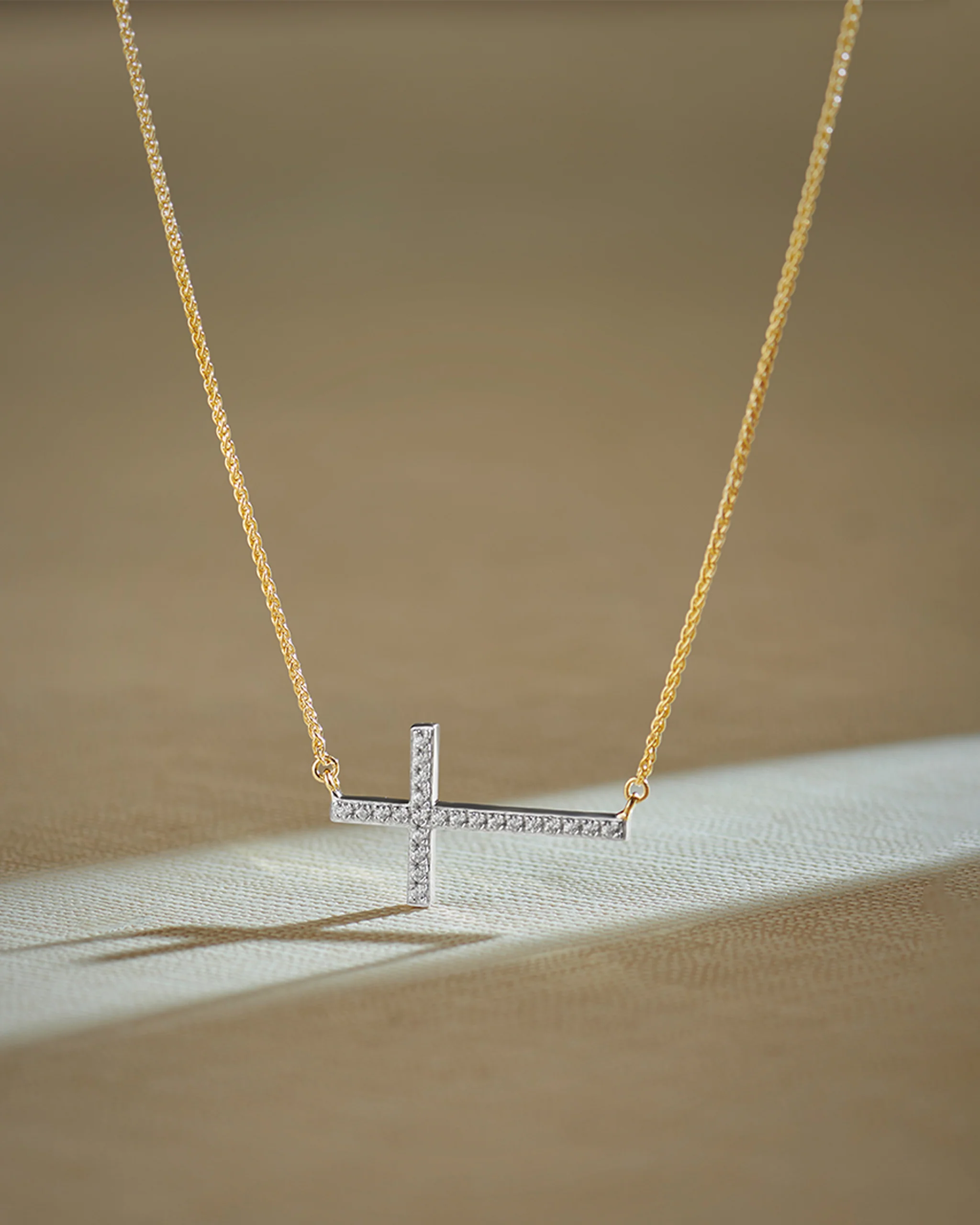 Horizontal Cross Diamond Necklace - Image 6