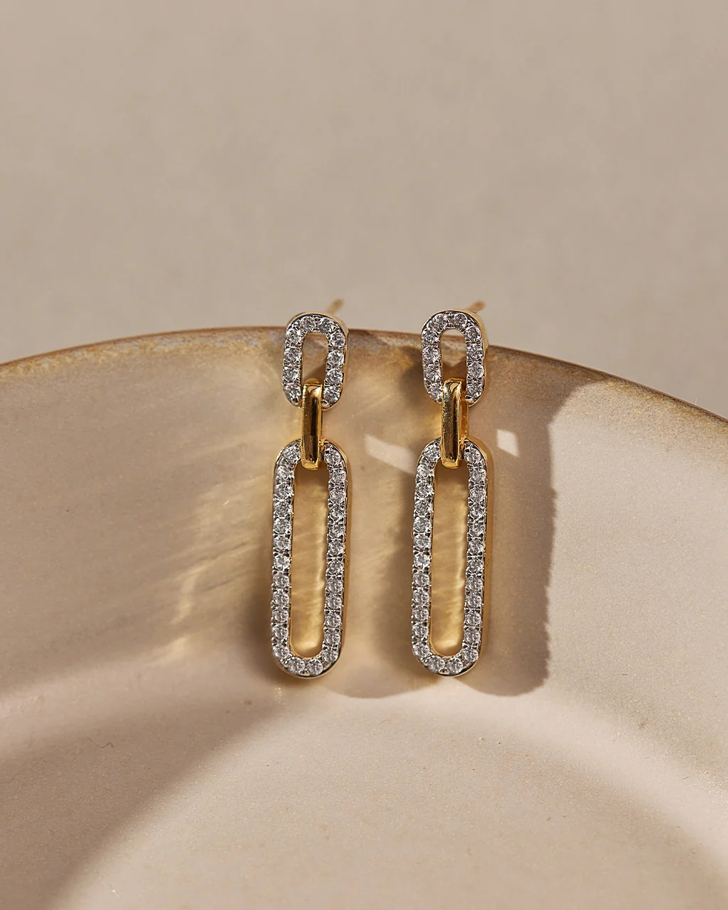 Interlinked Paperclip Diamond Drop Earrings - Image 5