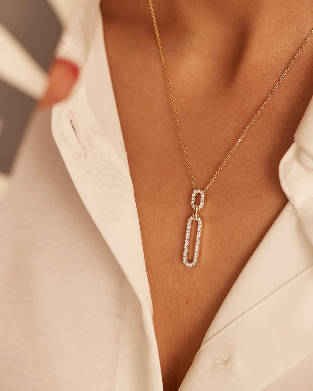 Interlinked Paperclip Diamond Necklace - Image 4