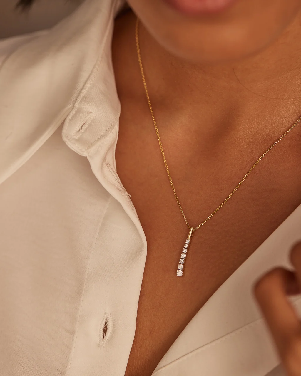 Journey Bar Diamond Necklace - Image 2