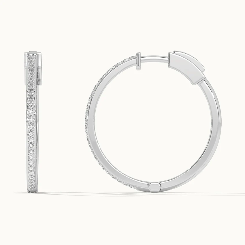 Large Pave Diamond Hoops - Image 5
