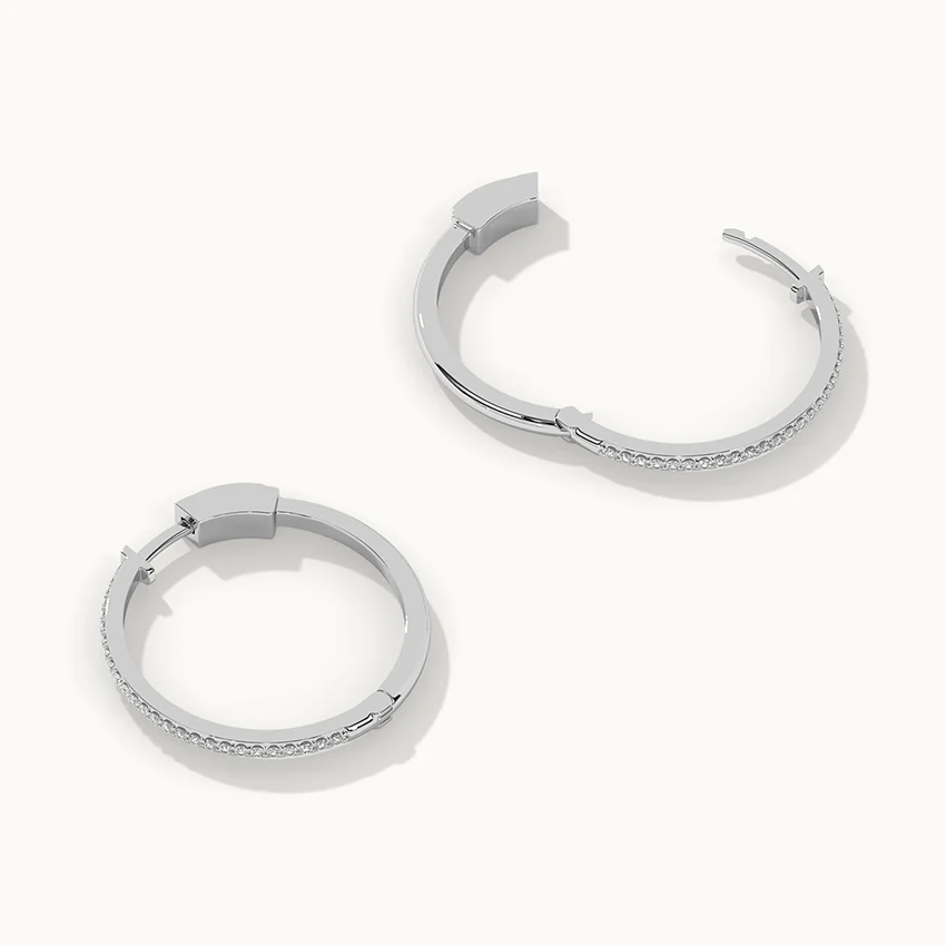 Large Pave Diamond Hoops - Image 6