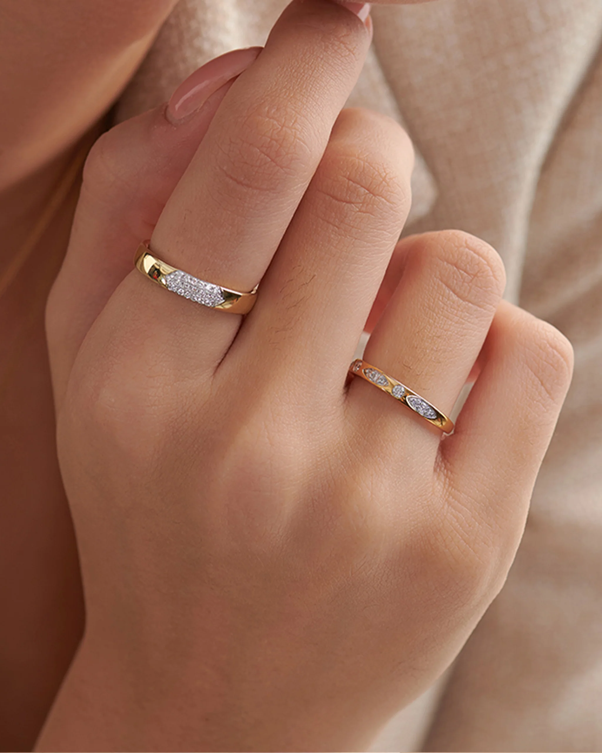 Leafy Diamond Stackable Band - Image 7