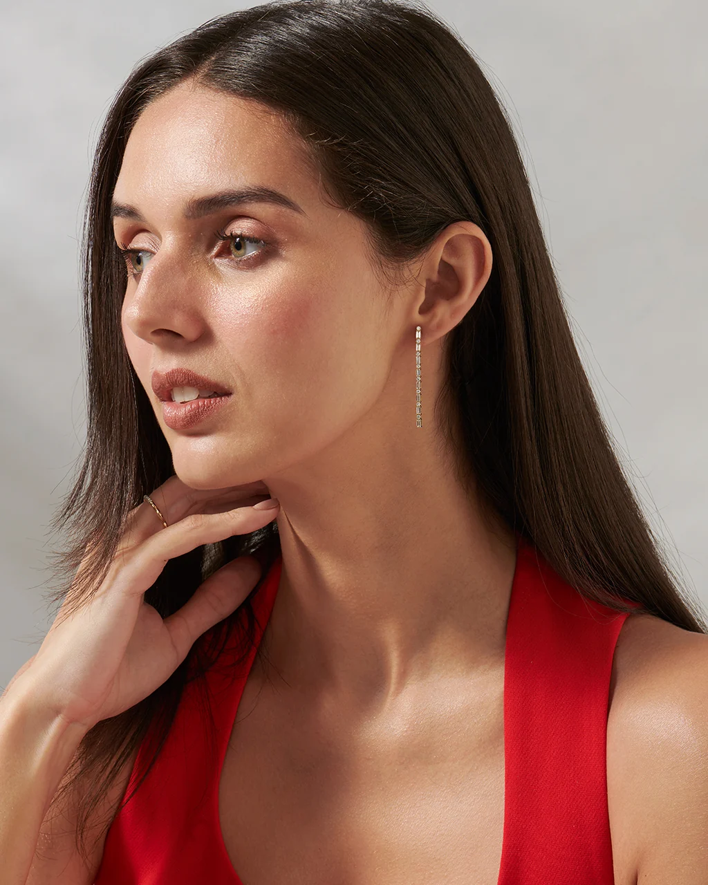 Linear Baguette Diamond Earrings - Image 4