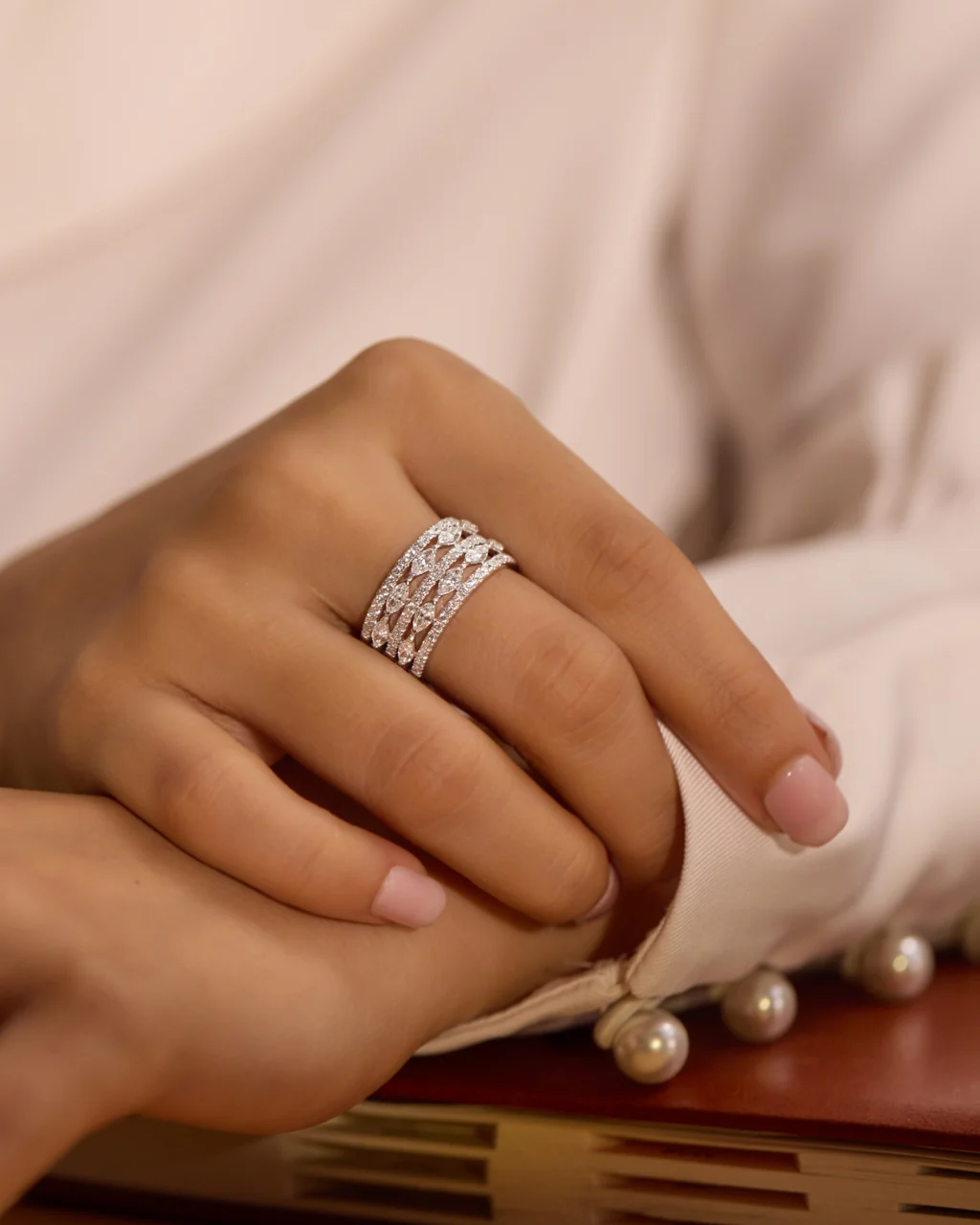 Marquise and Round Diamond Stack Band - Image 2