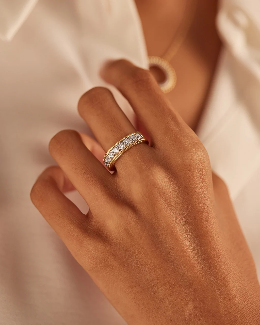 Milgrain Half Eternity Diamond Band - Image 2