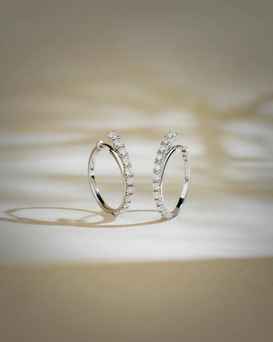 Minimal Diamond Medium Hoop Earrings - Image 5