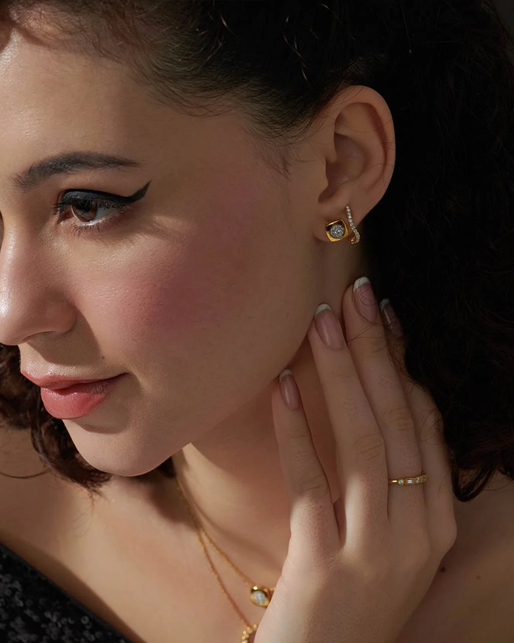 Molten Ovate Diamond Hoops - Image 2