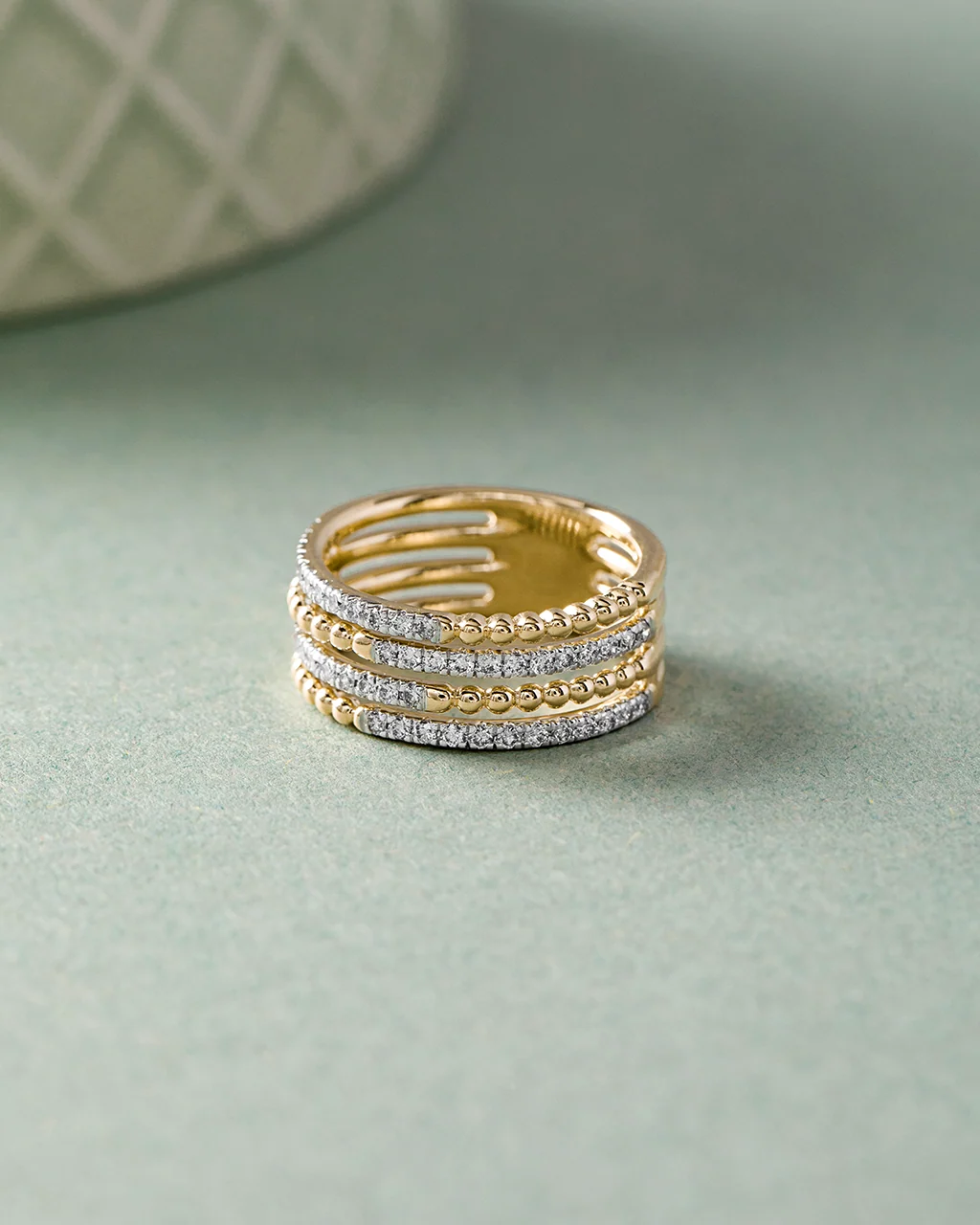 Multi-Row Beaded Diamond Band - Image 5