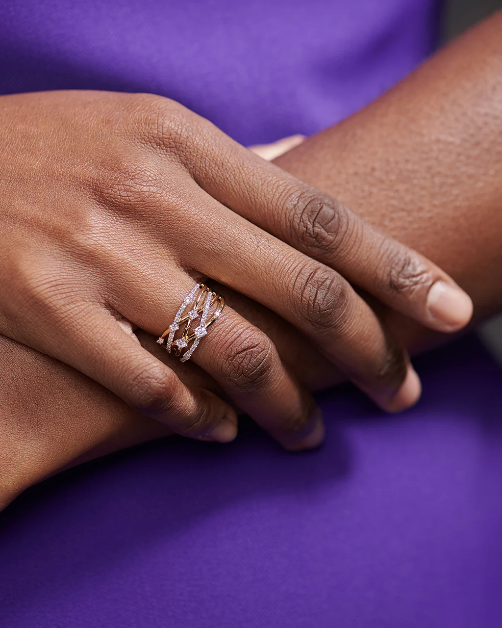 Multi Row Criss Cross Diamond Band - Image 2