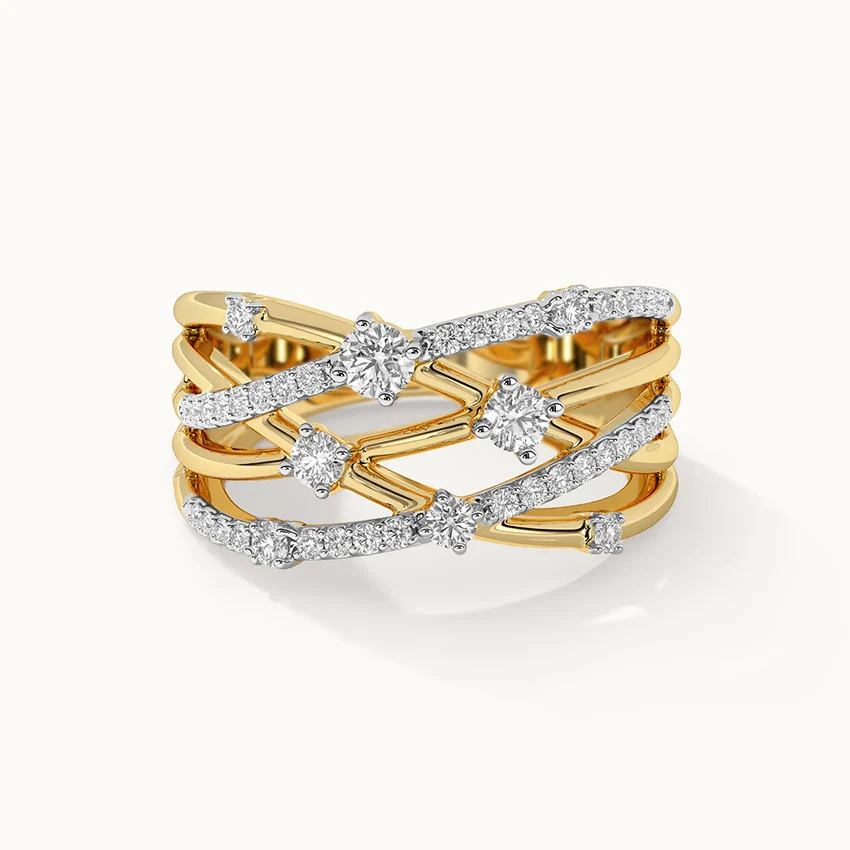 Multi Row Criss Cross Diamond Band - Image 3