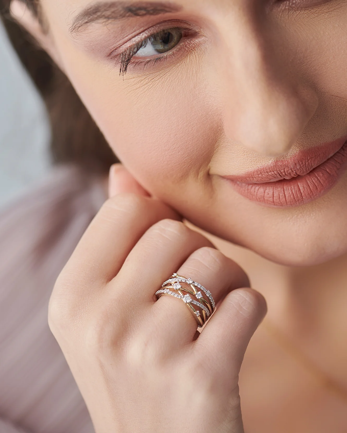 Multi Row Criss Cross Diamond Band - Image 6