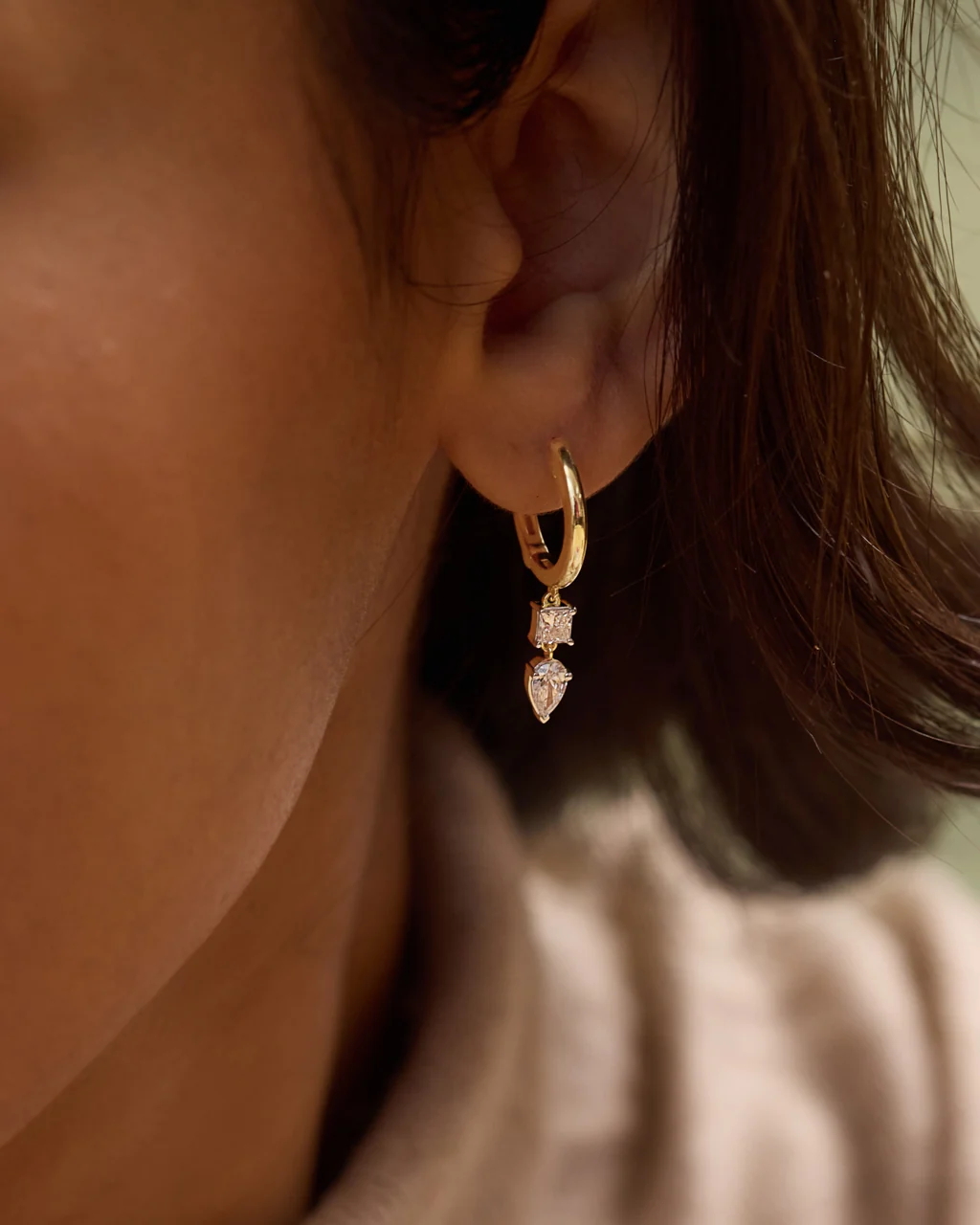Multi Shape Drop Diamond Hoops - Image 2