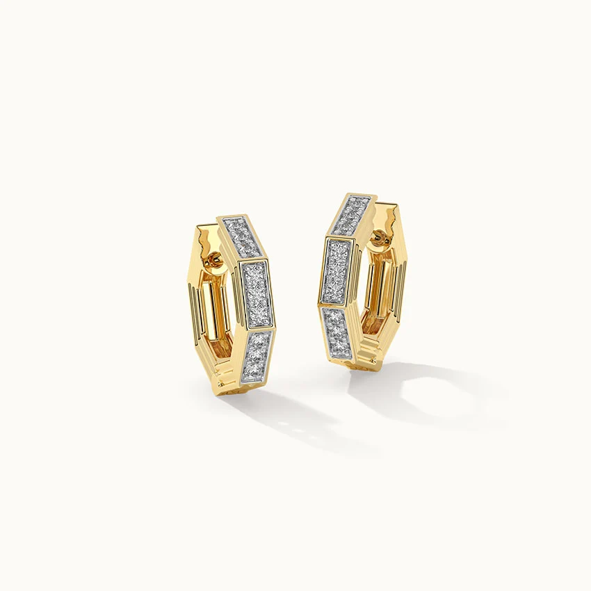 Octagon Small Diamond Hoops - Image 3