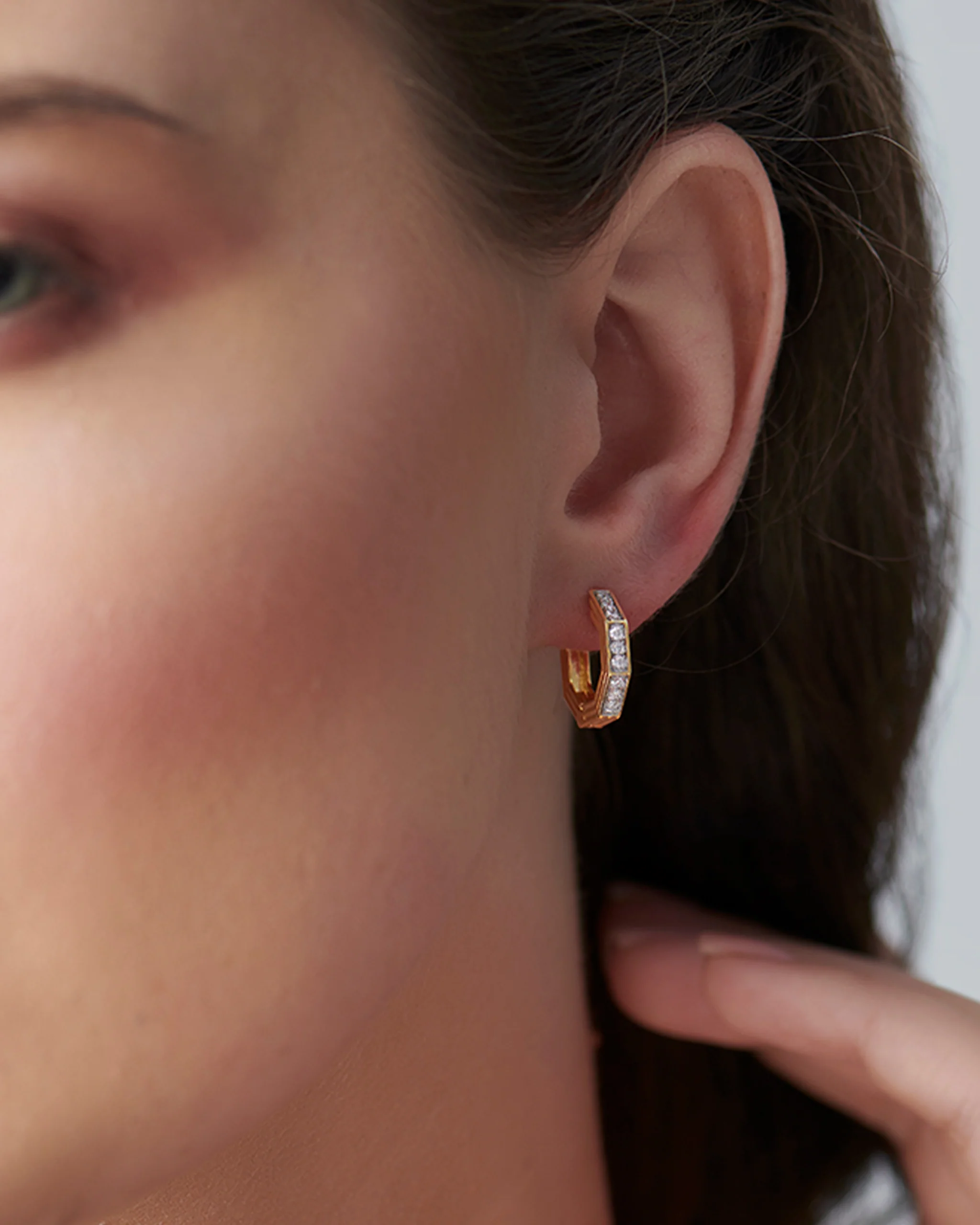 Octagon Small Diamond Hoops - Image 4