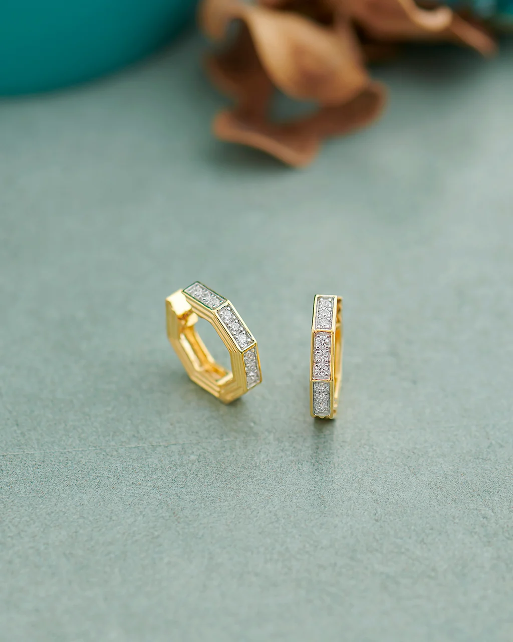 Octagon Small Diamond Hoops - Image 5